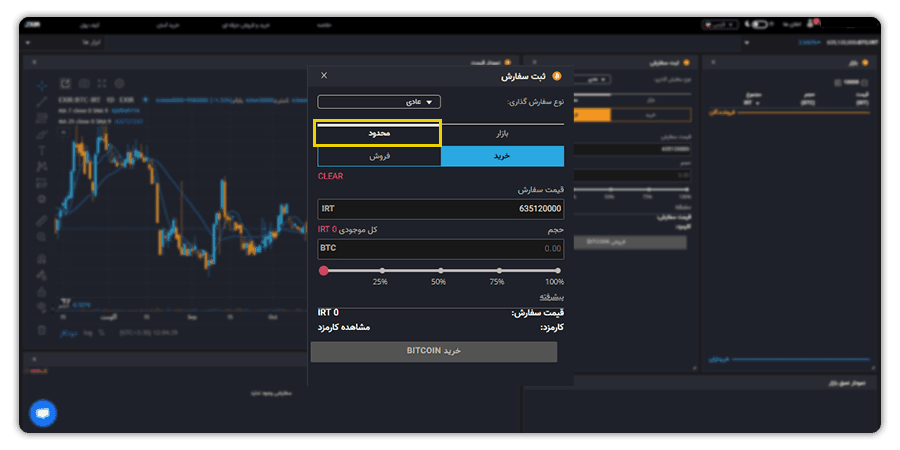 ثبت سفارش محدود بیت کوین