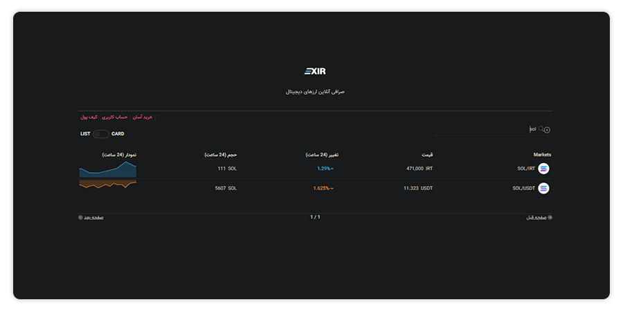 SOL/IRT را برای خرید با تومان و برای خرید سولانا با تتر بازار SOL/USDT