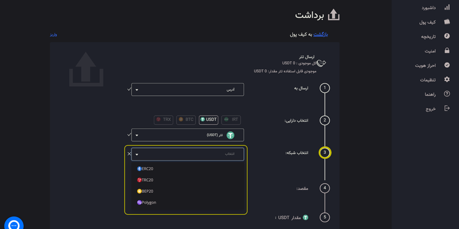 انتخاب شبکه انتقال ارز دیجیتال